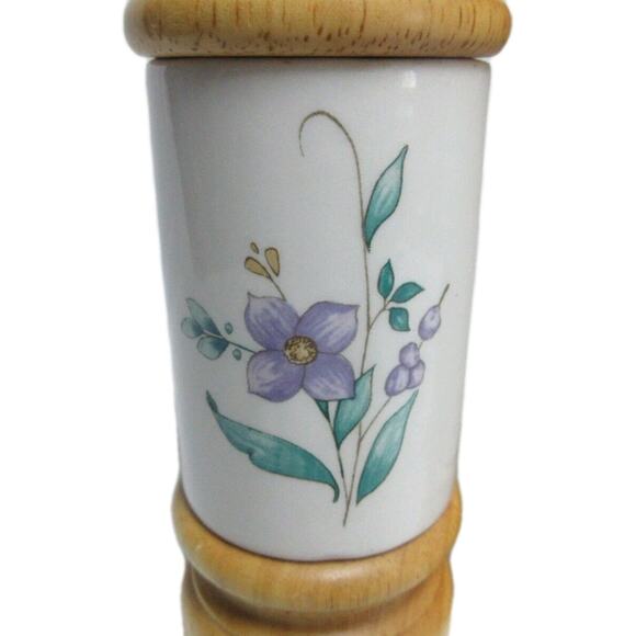 Vintage Mr. Dudley Blue VIOLET Wood & Ceramic Pepper Grinder and Salt Shaker - Picture 2 of 5